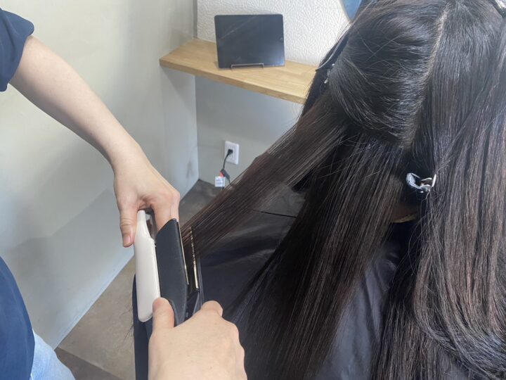 全体にアイロンをあてます